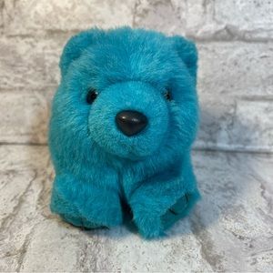 Vintage Swibco Puffkins Telly Bear Teal Plush 1994